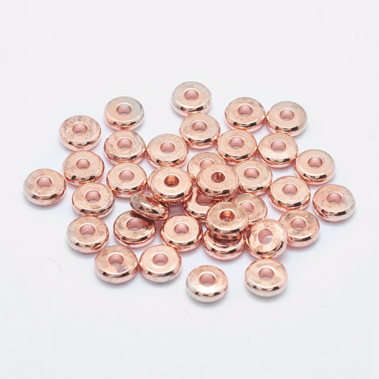 Spacer Flat Round Rose Gold 6mm 50pc | Alberta Bead Store