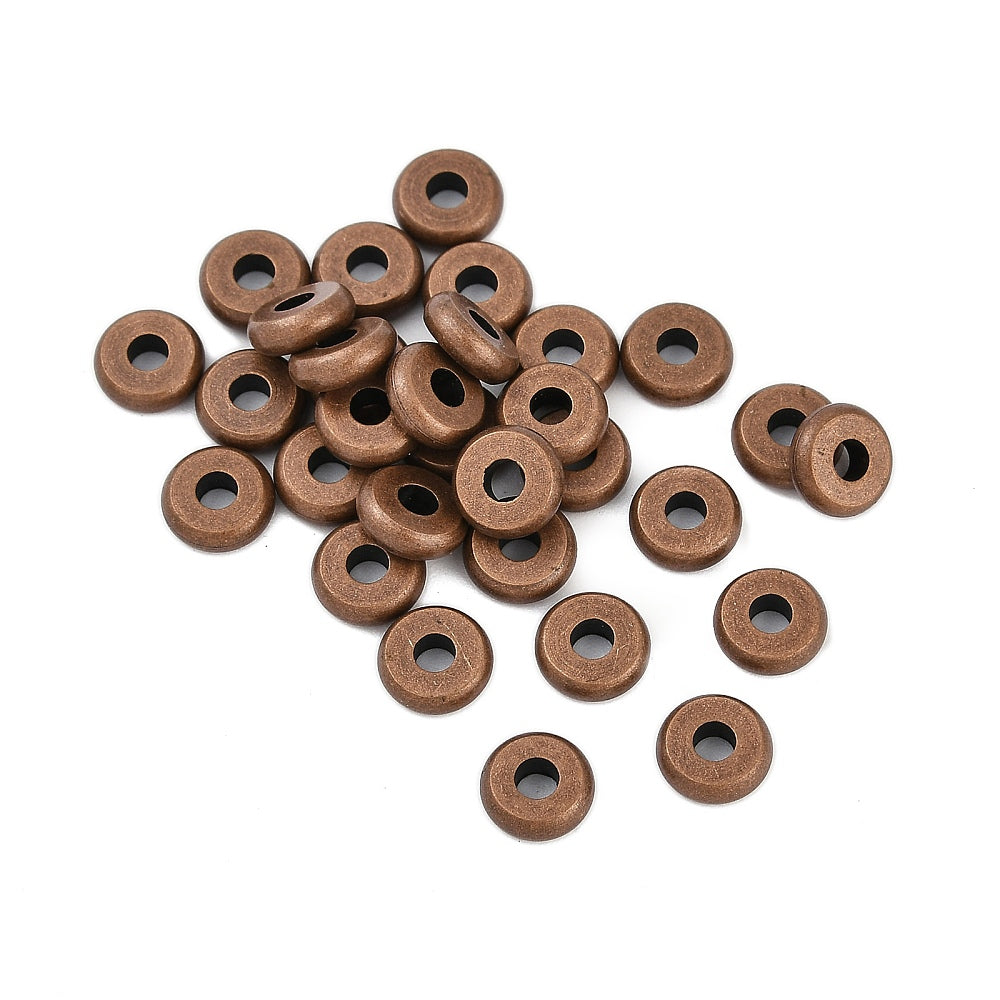 Spacer Flat Round Red Copper 6mm 50pc | Alberta Bead Store