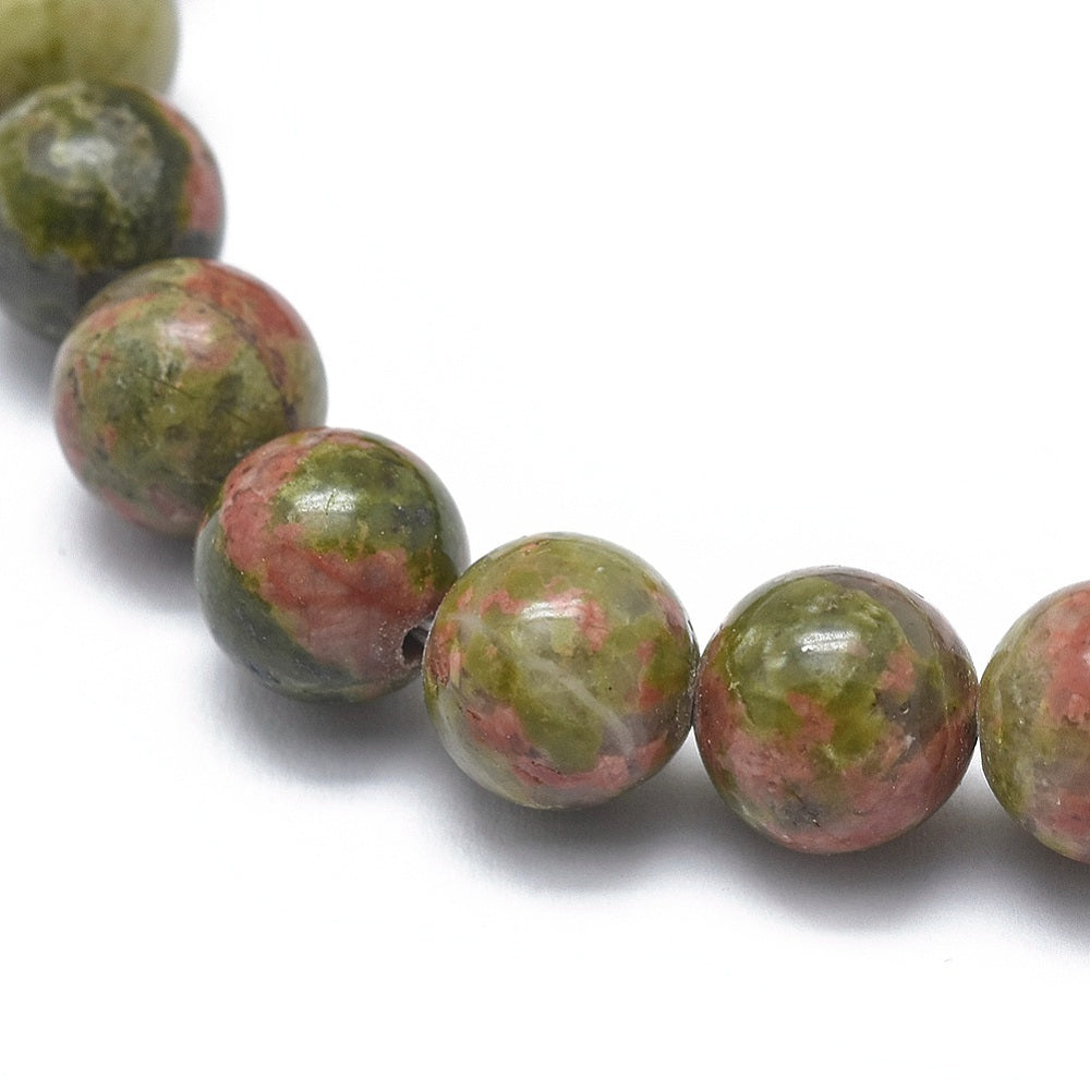 Unakite Gemstone Bead Bracelet 8MM 