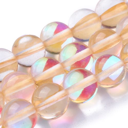 Peach Holographic Glass Bead | Alberta Bead Store