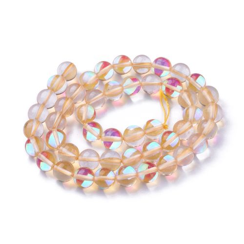 Peach Holographic Glass Bead | Alberta Bead Store