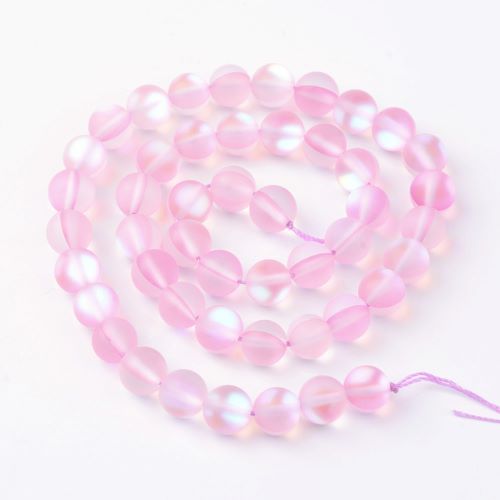 Pink Frosted Holographic Glass Bead | Alberta Bead Store