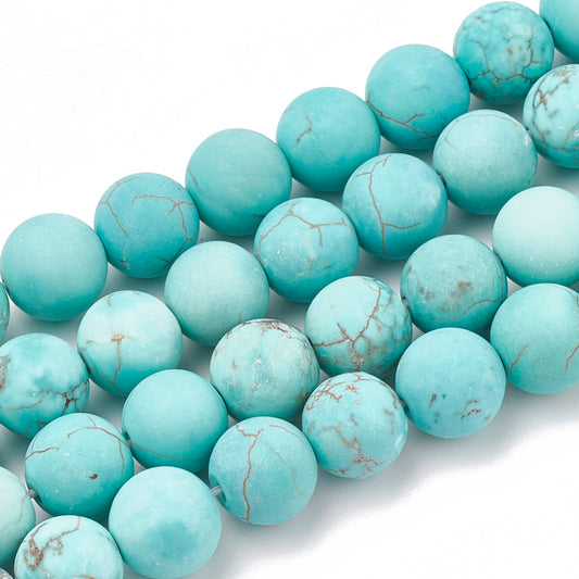 Howlite Frosted Turquoise Gemstone Beads - Dyed & Heated -All Sizes - Witches Ink LTD - O/A Crystals and Sun Signs