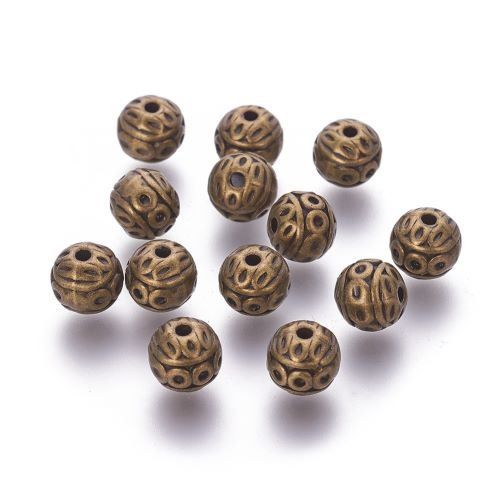 Tibetan Style Alloy Bead Antique Bronze Round 8MM 10pc 