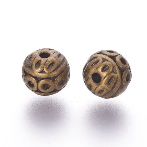 Tibetan Style Alloy Bead Antique Bronze Round 8MM 10pc 