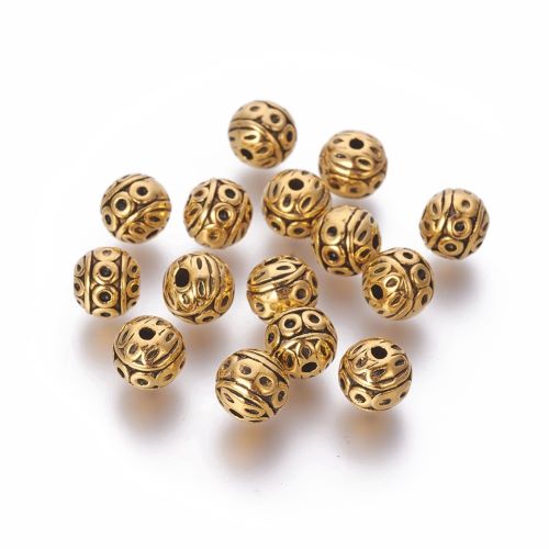 Tibetan Style Alloy Bead Antique Goldden Round 8MM 10pc 