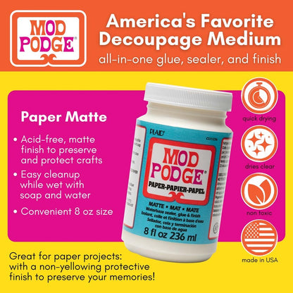 Mod Podge Waterbase Sealer/Glue/Finish, Paper - Matte (8oz) | Alberta Bead Store