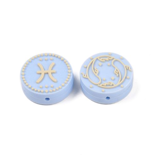 Silicone Focal Zodiac Light Blue Bead | Alberta Bead Store