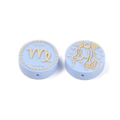 Silicone Focal Zodiac Light Blue Bead | Alberta Bead Store