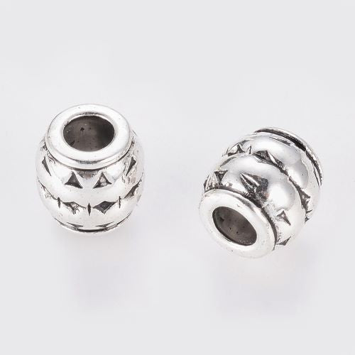 Tibetan Style Alloy Barrel Bead Antique Silver 10pcs 