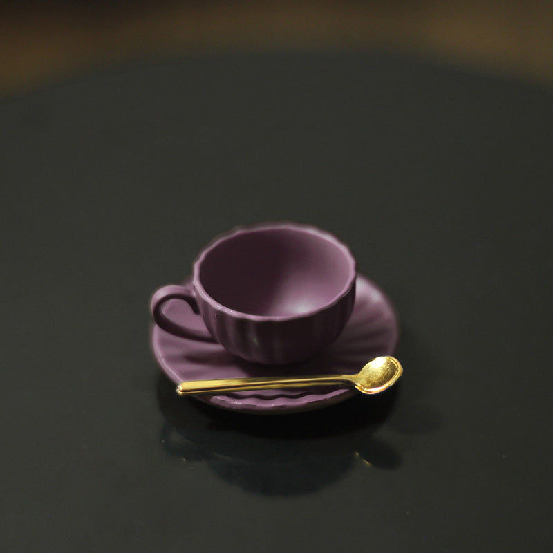 Miniature Teacup & Saucer with Spoon Purple 1 Set 