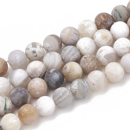 Bamboo Leaf Agate Frosted Gemstone Bead - Crystals and Sun Signs