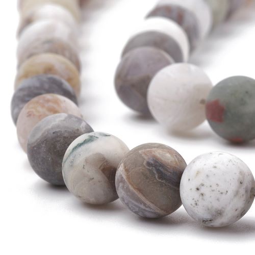 Bamboo Leaf Agate Frosted Gemstone Bead - Crystals and Sun Signs