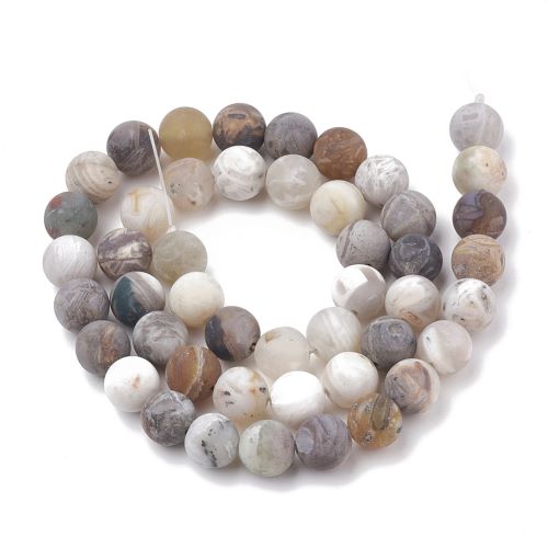 Bamboo Leaf Agate Frosted Gemstone Bead - Crystals and Sun Signs