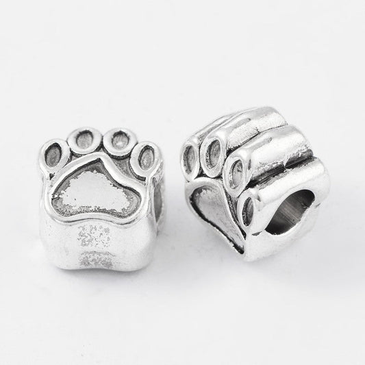 Tibetan Style Connector Bead Paw Antique Silver 5pc 