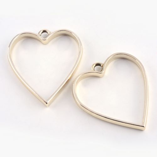 Open Back Heart Bezel Pendant Golden for Resin Jewelry 10pc 