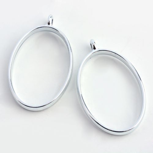 Open Back Oval Bezel Pendant Platinum for Resin Jewelry 10pc 