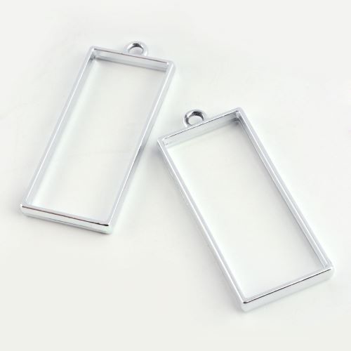 Open Back Rectangle Bezel Pendant Platinum for Resin Jewelry 10pc 