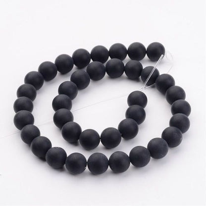 Black Onyx Frosted Gemstone Beads - Crystals and Sun Signs