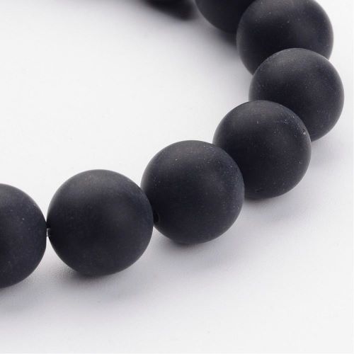 Black Onyx Frosted Gemstone Beads - Crystals and Sun Signs