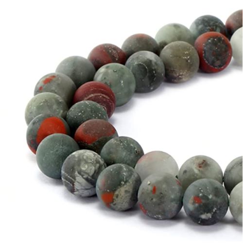 African Bloodstone Frosted Gemstone Beads | Alberta Bead Store