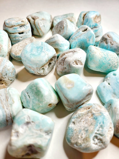 Blue Aragonite Tumbled Stone - Crystals and Sun Signs