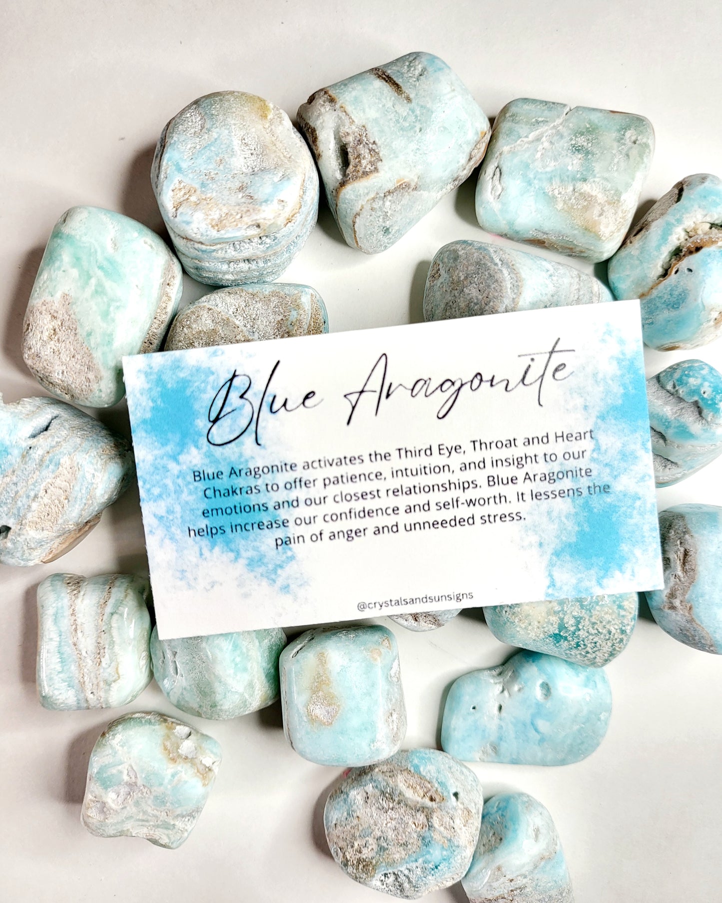 Blue Aragonite Tumbled Stone - Crystals and Sun Signs