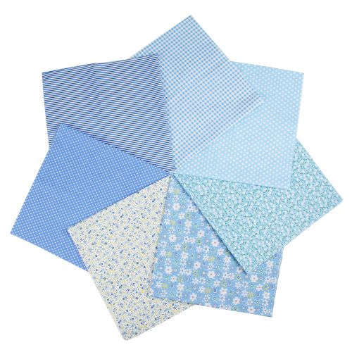 Printed Cotton Fabric Square Light Blue 10x10 7pcs/set | Alberta Bead Store