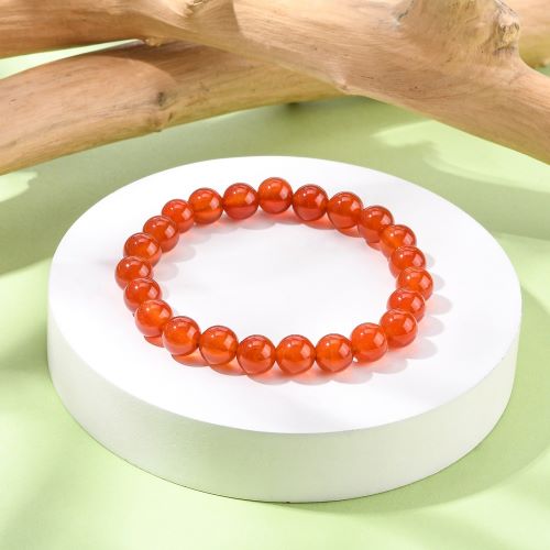 Carnelian Gemstone Bead Bracelet 8MM - Crystals and Sun Signs