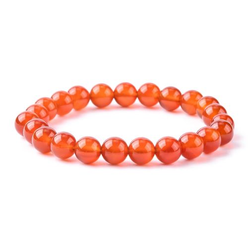 Carnelian Gemstone Bead Bracelet 8MM - Crystals and Sun Signs