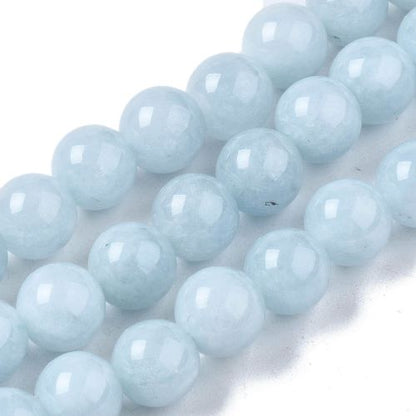 Blue Chalcedony (imitation Aquamarine) Gemstone Bead - Crystals and Sun Signs