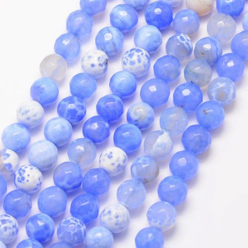 Fire Crackle Agate Cornflower Blue Faceted Gemstone Bead - Crystals and Sun Signs