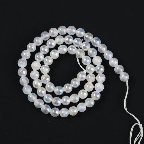 Selenite Electroplated AB Gemstone Beads - Crystals and Sun Signs