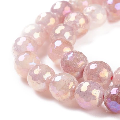 Strawberry Quartz Electroplated Faceted Gemstone Beads - Crystals and Sun Signs