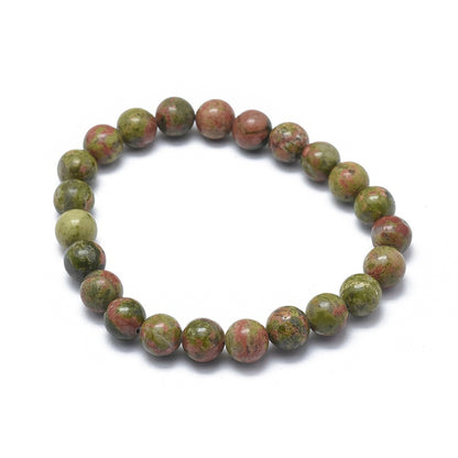 Unakite Gemstone Bead Bracelet 8MM 