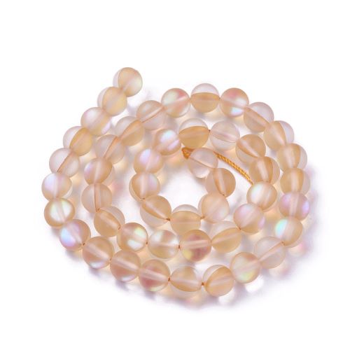 Peach Holographic Glass Bead Frosted | Alberta Bead Store