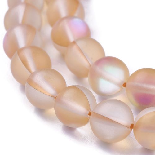 Peach Holographic Glass Bead Frosted 