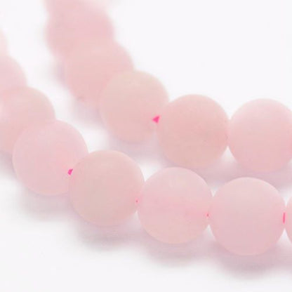 Rose Quartz Frosted Gemstone Bead - Crystals and Sun Signs