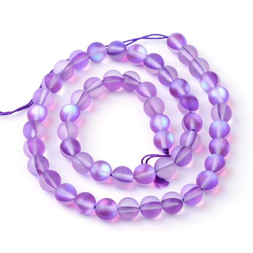 Dark Violet Frosted Holographic Glass Bead 