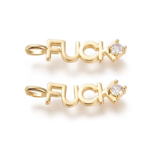 Micro Pave 18k Plated "Fuck" Charm 1pc 