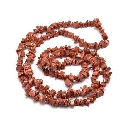 Brown Goldstone Gemstone Chip Beads 