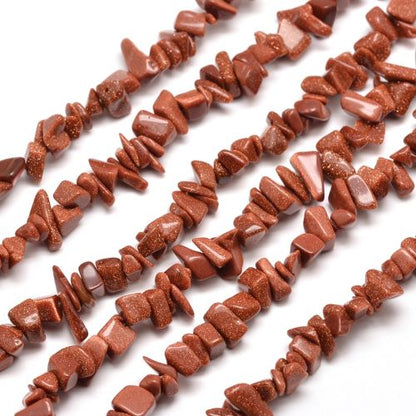 Brown Goldstone Gemstone Chip Beads 