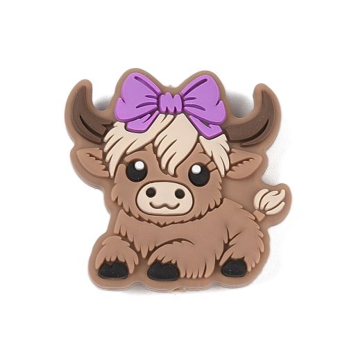 Silicone Bead Highland Cow with Bow 