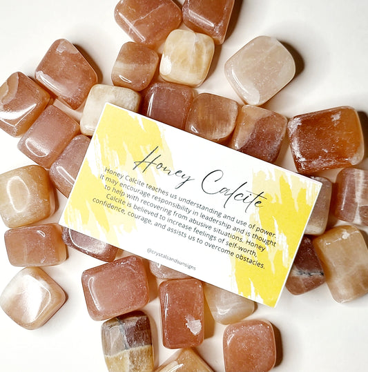 Honey Calcite Gemstone Tumbled - Crystals and Sun Signs