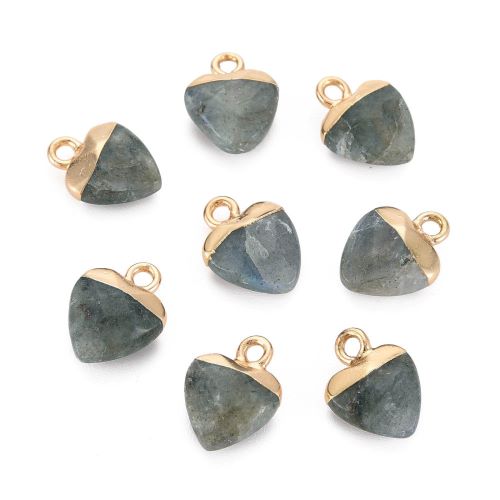 Labradorite Heart Charm with Light Gold 1pc 