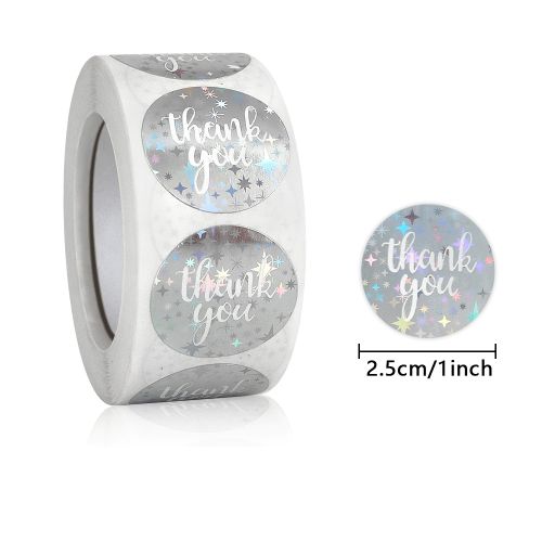 Thank you Sticker Silver 1 Roll | Alberta Bead Store