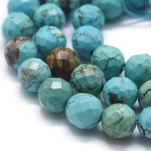 Magnesite Faceted Turquoise Gemstone Beads - Crystals and Sun Signs