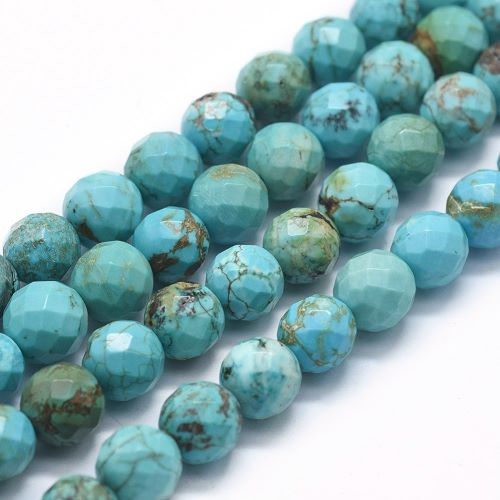 Magnesite Faceted Turquoise Gemstone Beads - Crystals and Sun Signs