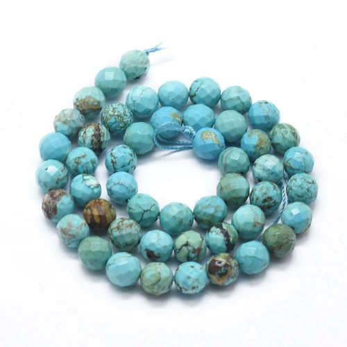 Magnesite Faceted Turquoise Gemstone Beads - Crystals and Sun Signs