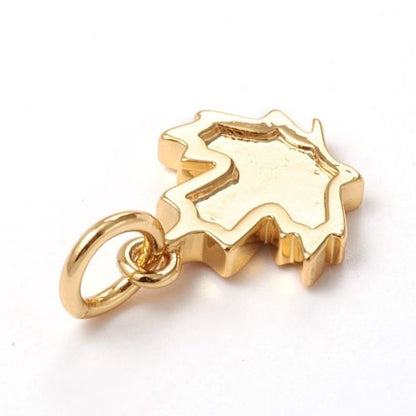 Enamel Charm Maple Leaf Golden 1pc 